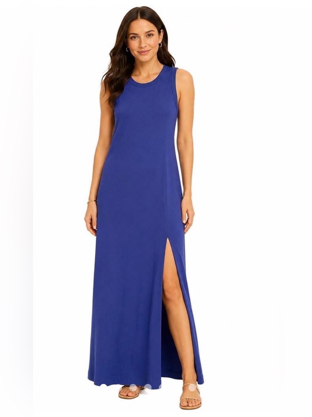 Evereve Royal Blue Sleeveless Maxi Dress with Side Slit